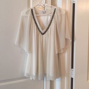 Flowy White Top w/ Beading