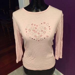Light Pink Bling Heart Women's Tshirt Small