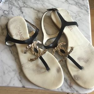 Chanel logo sandals