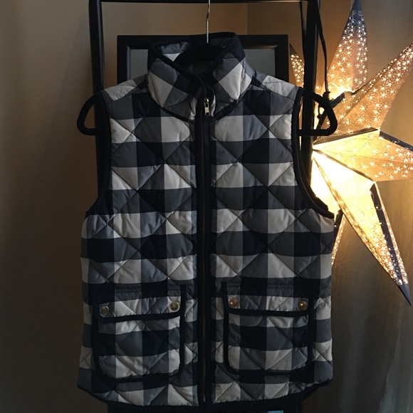 J Crew navy buffalo plaid vest