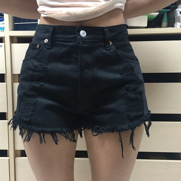Black urban renewal jean shorts