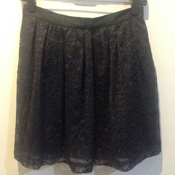 Walter Baker Dresses & Skirts - Walter Baker Black Lace Silk Skater Skirt