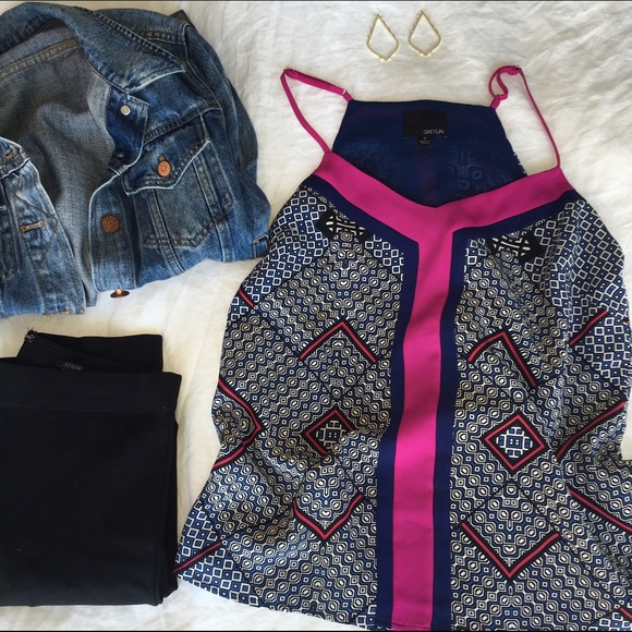 Greylin Silk tank with geometric print - Picture 4 of 4