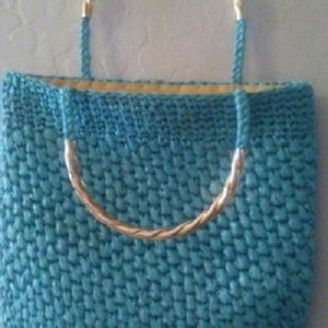 Vintage RARE Italian Koret Turquoise Straw Purse
