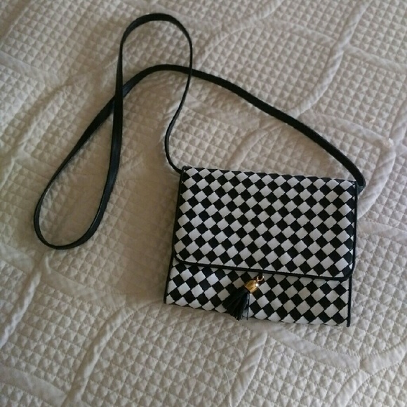 Vintage checkered black and white clutch
