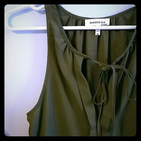 Green Tie Front Blouse