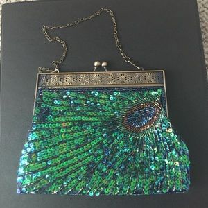 Peacock Hand Beaded Purse