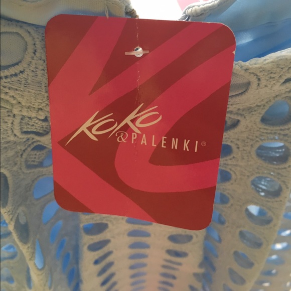 Baby Blue Koko & Palenki Mesh Flowy Halter Top - Picture 3 of 6