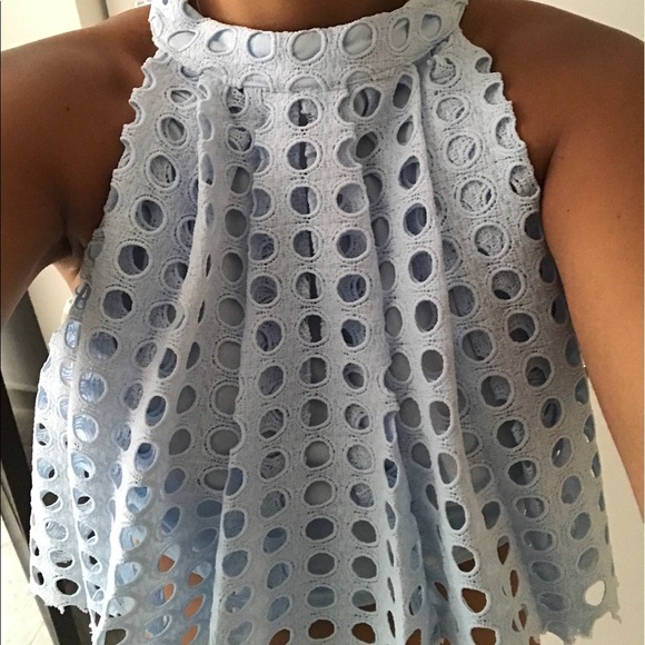 Baby Blue Koko & Palenki Mesh Flowy Halter Top - Picture 6 of 6