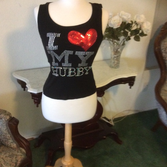 "I ❤️ MY HUBBY" rhinestone stretchy cotton tank