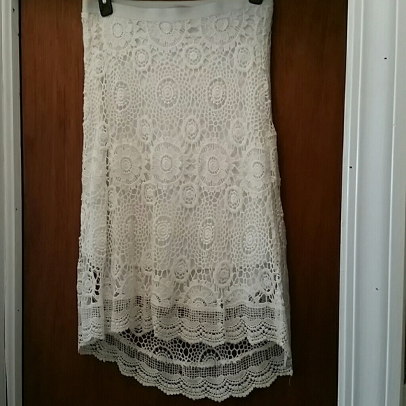 Cream colored tank and lace skirt