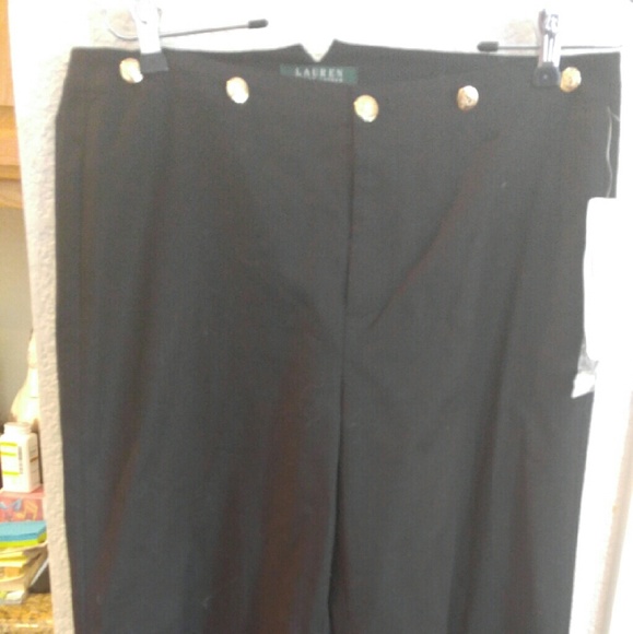 Reduced Ralph Lauren size 8 black gold button pant - Picture 2 of 4