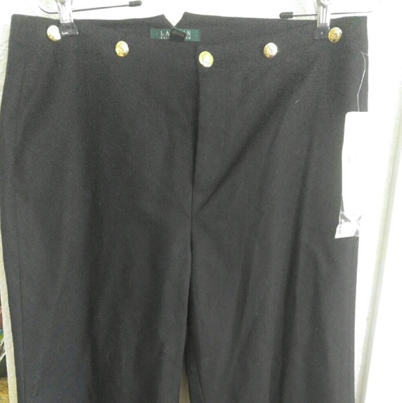 Reduced Ralph Lauren size 8 black gold button pant - Picture 3 of 4