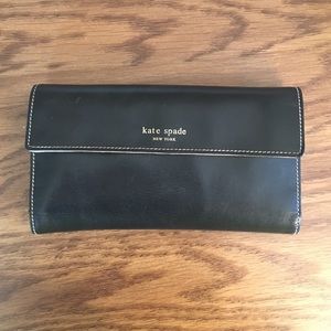 Kate Spade Black Leather Tri-fold Wallet