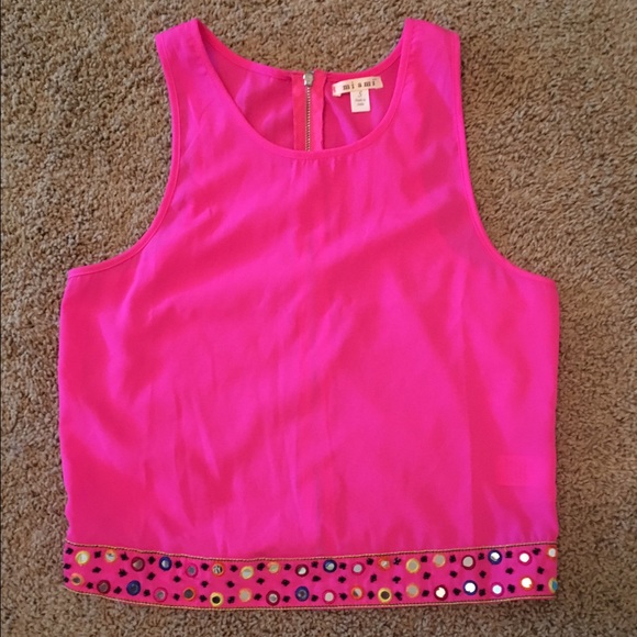 Francesca's Hot Pink Crop Top