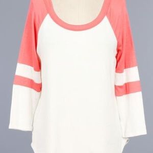 Coral Baseball Tee - small