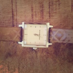 Burberry watch with cream leather band