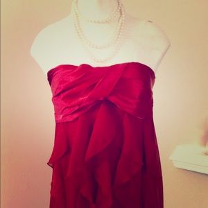 New With Tags! Long Strapless Dress w/ Ruffles