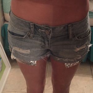 American Eagle short shorts with glitter pockets