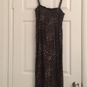 Leopard print maxi dress with removable straps