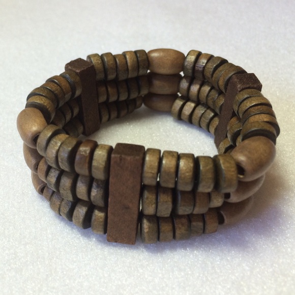 FINAL SALE PRICE Triple Strand Wooden Bracelet - Picture 2 of 2