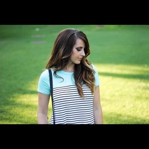 striped Pocket Top - Mint blue - new
