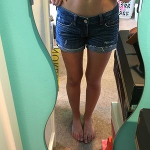 Cuffed dark wash shorts