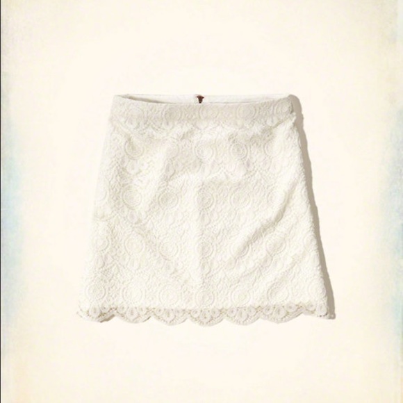 Hollister White A-Line Lace Skirt