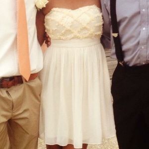 Minuet Cream Embroidered Semiformal Mini Dress