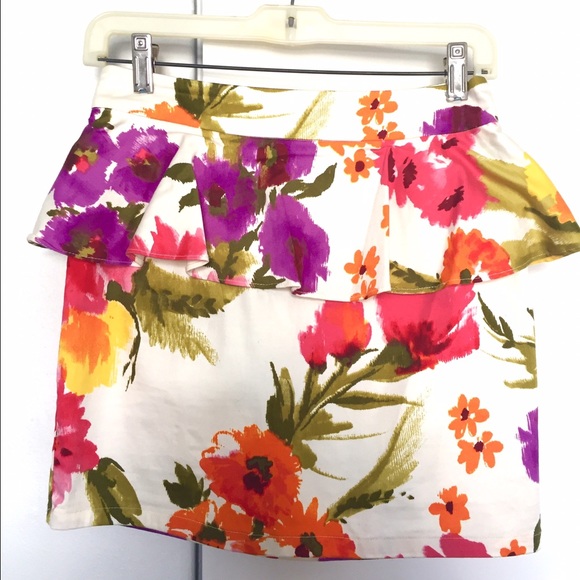 Peplum Floral Mini Skirt