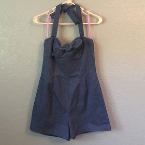 Betsey Johnson: denim shorts romper