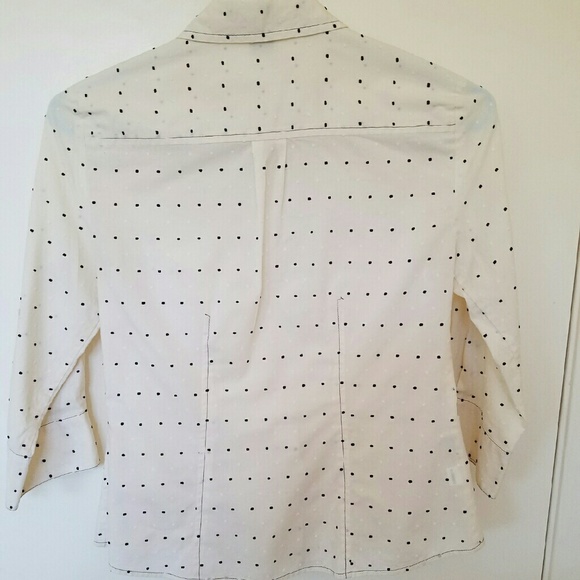 Ann Taylor Polka Dot White Button Down Shirt - Picture 2 of 3