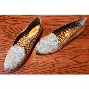 Ivanka Trump gold velvet embossed flats