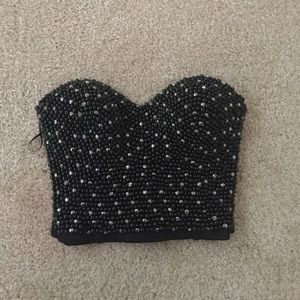 Beaded strapless bustier