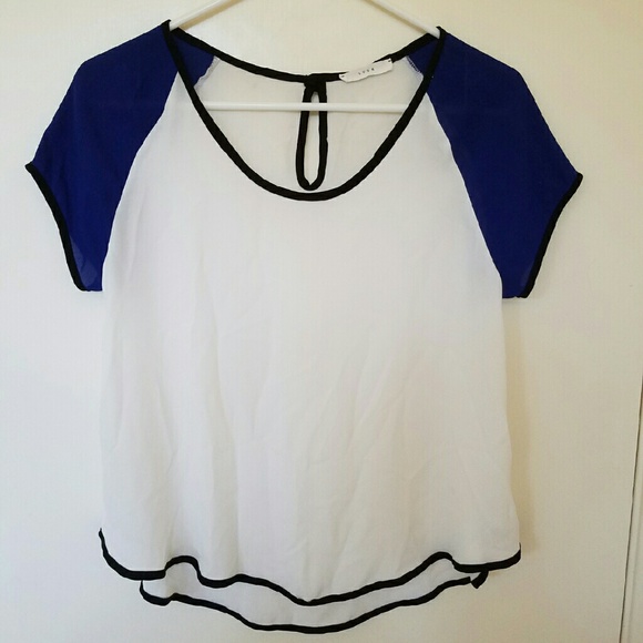 LUSH Colorblock Blue and White Top