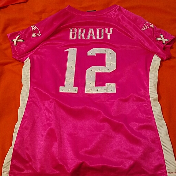 Pink NFL official Tom Brady jersey