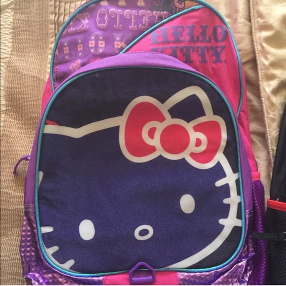 Hello kitty backpack with rain hoodie
