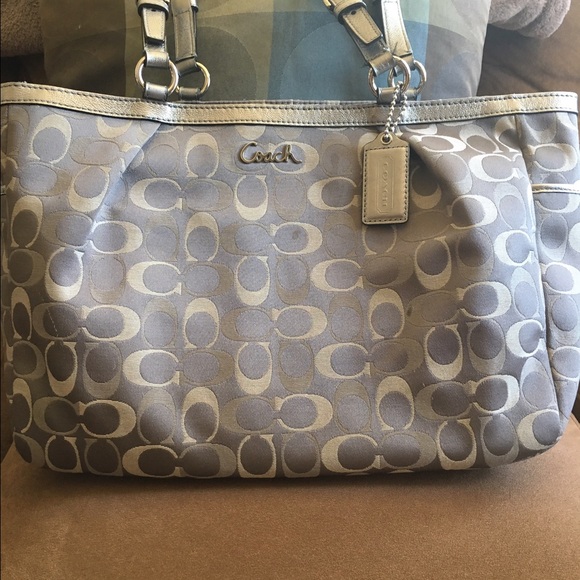 Silver/gray coach purse