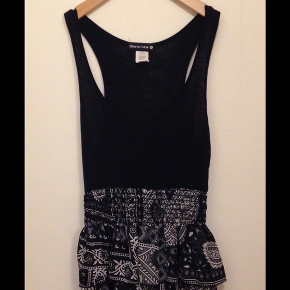 Blanc Noir black dress with detailed ruffles NWOT