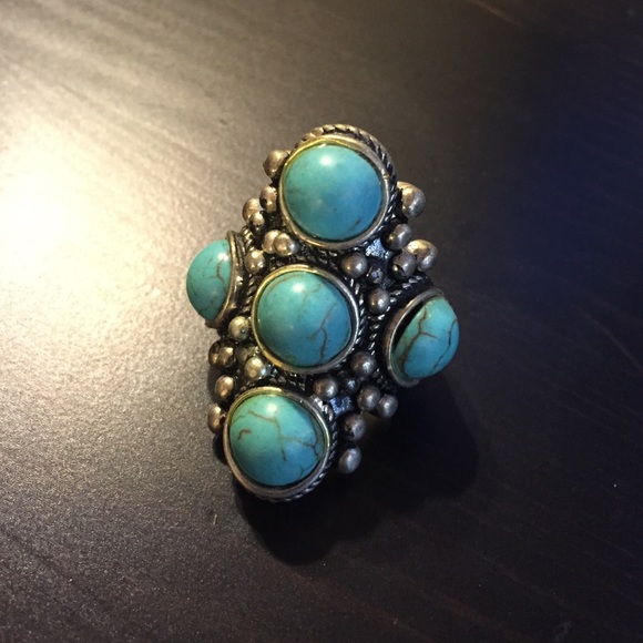 Urban Outfitters Jewelry - Turquoise and Silver Cross Ring