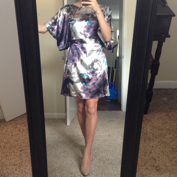 Silver/Printed BCBGMaxAzria Dolman Sleeve Dress