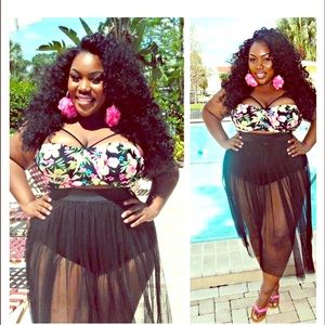 🌹Floral High Waist Bikini With Shear Skirt🌹