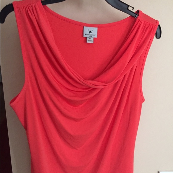Coral draped front blouse!