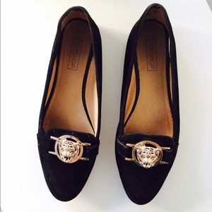 Topshop Flats with gold Tiger Emblem