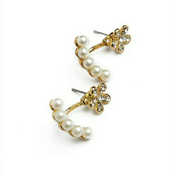 Pearl and rhinestone earrings