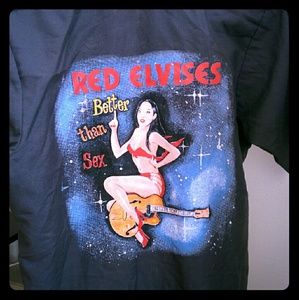Red Elvises Better than Sex Button down  - Small S