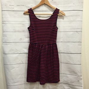 Blue and red striped dress
