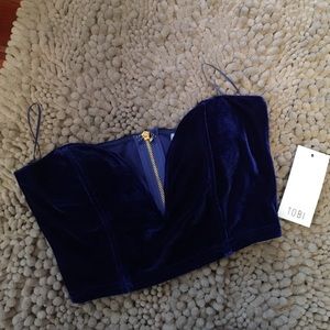 TOBI. Blue Velour Bralette