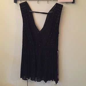 French Connection black and gold beaded top