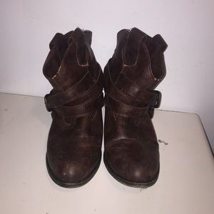Chocolate brown ankle cowgirl boots